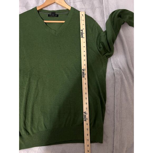 Banana Republic Men's Large Hunter Green V Neck Sweater Silk Cotton Luxury Blend - Picture 5 of 5